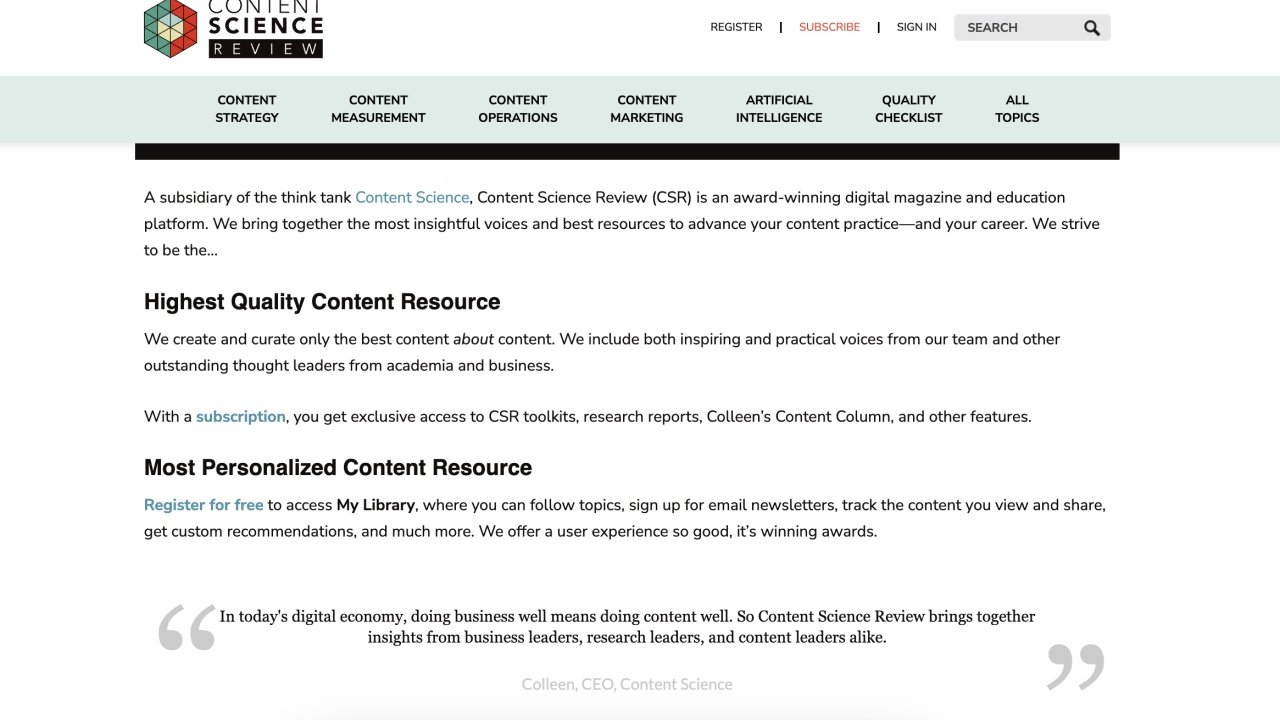 Content Science Review (CSR)