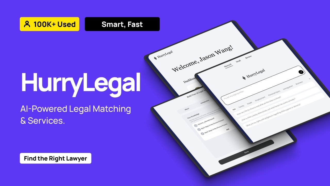 HurryLegal – AI Legal Matcher | 2025 NY Product Design Awards